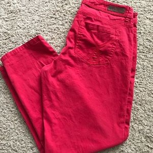 Calvin Klein skinny crop red jeans